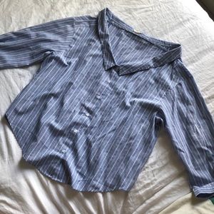 Easel Off the shoulder Blue Striped Top